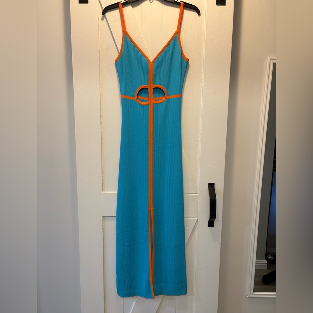 Siempre x Anthropologie Turquoise and Orange Dress - Picture 3 of 6